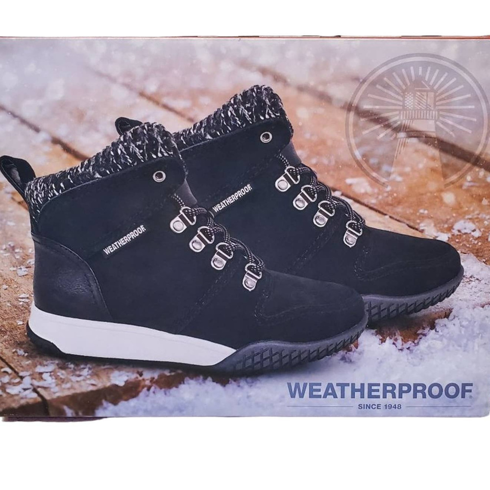 Womens Weatherproof Black Leather Boots Size 11